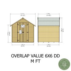 6x6 Shire Value Overlap Shed with Double Doors - dimensions