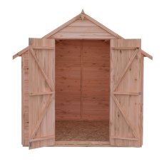 6x6 Shire Value Overlap Shed with Double Doors - isolated front view, doors open