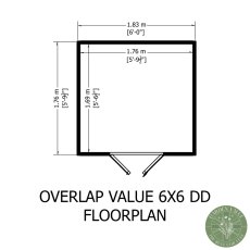 6x6 Shire Value Overlap Shed with Double Doors - footprint