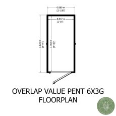 6x3 Shire Value Overlap Pent Shed - footprint