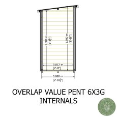 6x3 Shire Value Overlap Pent Shed - internal dimensions