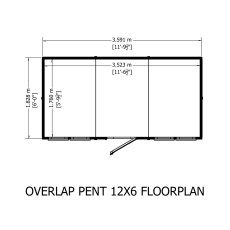 12x6 Shire Value Overlap Pent Shed - footprint