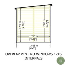 12x6 Shire Value Windowless Overlap Pent Shed - internal view