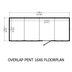 16x6 Shire Value Overlap Pent Shed - footprint