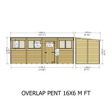 16x6 Shire Value Overlap Pent Shed - dimensions