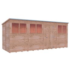 16x6 Shire Value Overlap Pent Shed - isolated, angle view, doors closed