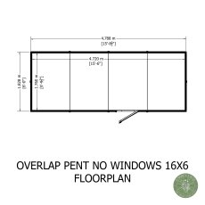 16x6 Shire Value Windowless Overlap Pent Shed - footprint