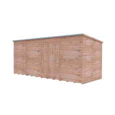 16x6 Shire Value Windowless Overlap Pent Shed - isolated angle view, doors closed