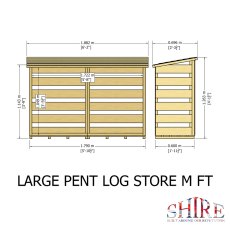 6 x 3 Shire Large Pent Log Store - Pressure Treated - dimensions