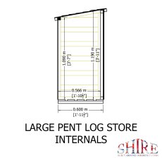 6 x 3 Shire Large Pent Log Store - Pressure Treated - internal dimensions