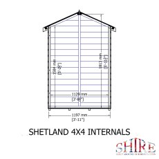 4x4 Shire Shetland Shiplap Shed - internal view