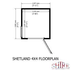 4x4 Shire Shetland Shiplap Shed - footprint