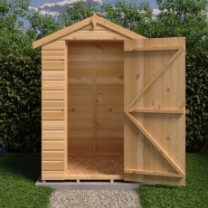 4x4 Shire Shetland Shiplap Shed - in situ, front view, doors open