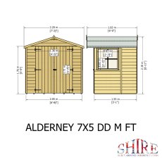 Shire Alderney Shiplap Apex 7x5 Shed - dimensions