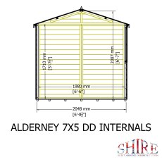 Shire Alderney Shiplap Apex 7x5 Shed - internal dimensions