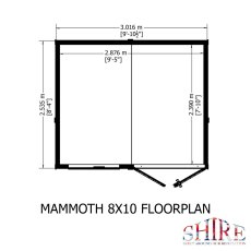 10 x 8 Shire Mammoth Professional Apex Shed - footprint