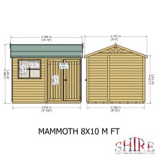 10 x 8 Shire Mammoth Professional Apex Shed - dimensions