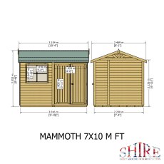 10x7 Shire Mammoth Professional Apex Shed - dimensions