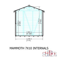 10x7 Shire Mammoth Professional Apex Shed - internal dimensions