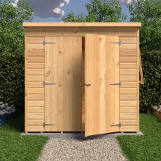 7x5 Shire Shiplap Pent Shed with Double Doors - in situ, front view