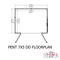 7x5 Shire Shiplap Pent Shed with Double Doors - footprint