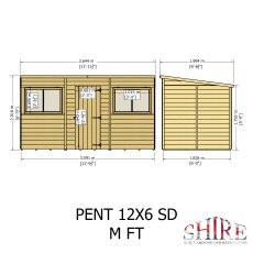 12x6 Shire Shiplap Pent Shed - dimensions