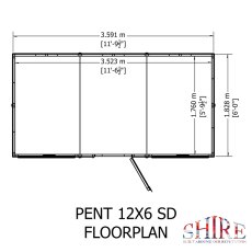 12x6 Shire Shiplap Pent Shed - footprint