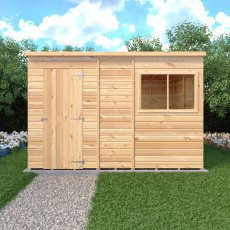 10x6 Shire Shiplap Pent Shed - in situ, front view