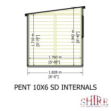 10x6 Shire Shiplap Pent Shed - internal view