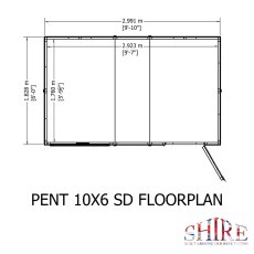 10x6 Shire Shiplap Pent Shed - footprint