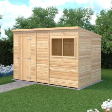 10x6 Shire Shiplap Pent Shed - in situ, angle view