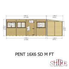 16x6 Shire Shiplap Pent Shed - dimensions