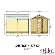 Shire Sherburn Shiplap Apex 8 X 6 Shed - dimensions