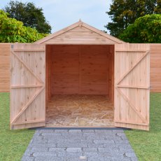 Shire Langley Shiplap Apex 12 x 6 Shed - in situ, front view, doors open