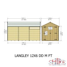 Shire Langley Shiplap Apex 12 x 6 Shed - dimensions