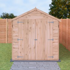 Shire Langley Shiplap Apex 12 x 6 Shed - in situ, front view, doors closed