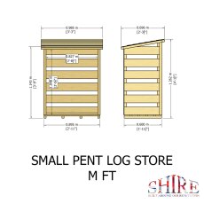 3 x 2 Shire Pent Log Store - Pressure Treated - dimensions