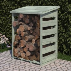 3 x 2 Shire Pent Log Store - Pressure Treated - in situ, angle view