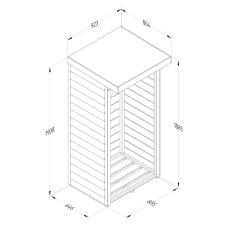 3x3 Forest Pent Small Overlap Log Store - dimensions