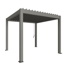 3.00m x 3.00m Biohort Metal Pergola - Metallic Quartz Grey with Metallic Quartz Grey Roof Louvres