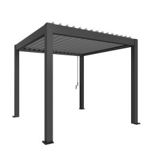 3.00m x 3.00m Biohort Metal Pergola - Metallic Dark Grey with Metallic Silver Roof Louvres