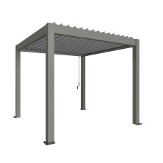 3.00m x 3.00m Biohort Metal Pergola - Metallic Quartz Grey with Metallic Silver Roof Louvres