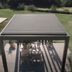 3.00m x 3.00m Biohort Metal Pergola - Metallic Dark Grey with Metallic Dark Grey Louvre Roof