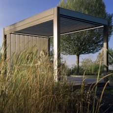 3m x 3m Biohort Metal Pergola - used as a dining area