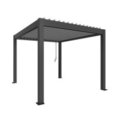 3m x 3.5m Biohort Metal Pergola - Metallic Dark Grey with Metallic Silver Roof Louvres