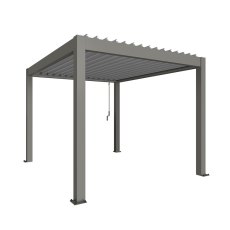 3m x 3.5m Biohort Metal Pergola - Metallic Quartz Grey with Metallic Silver Roof Louvres