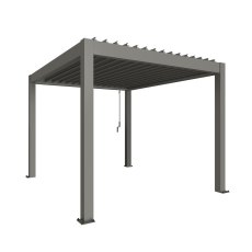 3m x 3.5m Biohort Metal Pergola - Metallic Quartz Grey with Metallic Quartz Grey Roof Louvres