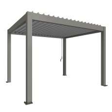 3.5m x 3m Biohort Metal Pergola - Metallic Quartz Grey with Metallic Silver Roof Louvres