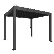 3.5m x 3m Biohort Metal Pergola - Metallic Dark Grey with Metallic Dark Grey Roof Louvres