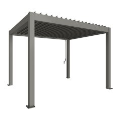 3.5m x 3m Biohort Metal Pergola - Metallic Quartz Grey with Metallic Quartz Grey Roof Louvres